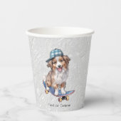Waterverf Australian Shepherd Paper Cups Papieren Bekers (Voorkant)