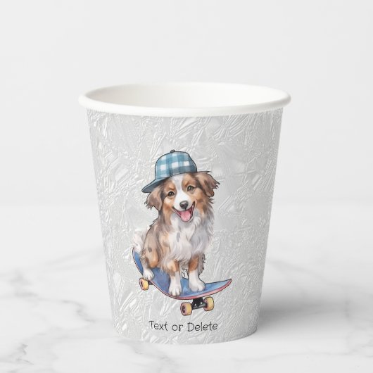 Waterverf Australian Shepherd Paper Cups Papieren Bekers (Voorkant)