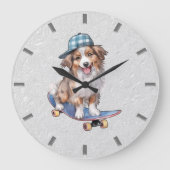 Waterverf Australian Shepherd Wall Clock Grote Klok (Voorkant)