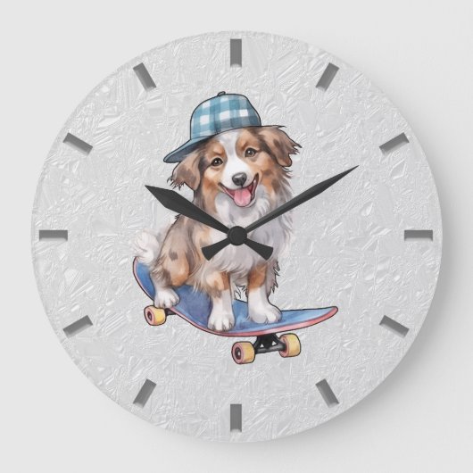 Waterverf Australian Shepherd Wall Clock Grote Klok (Voorkant)