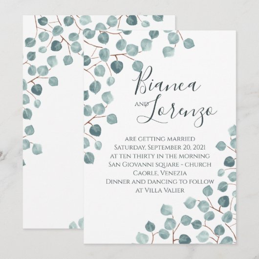 Waterverf Australische Flora Eucalyptus Kaart (Voorkant / Achterkant)