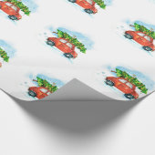 Waterverf auto met kerstboom cadeaupapier (Hoek)