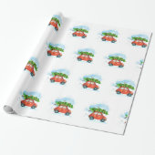 Waterverf auto met kerstboom cadeaupapier (Uitgerold)