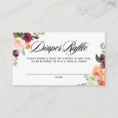 Waterverf Autumn Blooms Baby shower Luier Raffle Informatiekaartje (Voorkant)