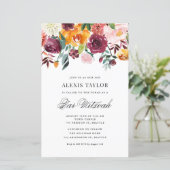 Waterverf Autumn Blooms Bar Mitzvah uitnodiging (Staand voorkant)