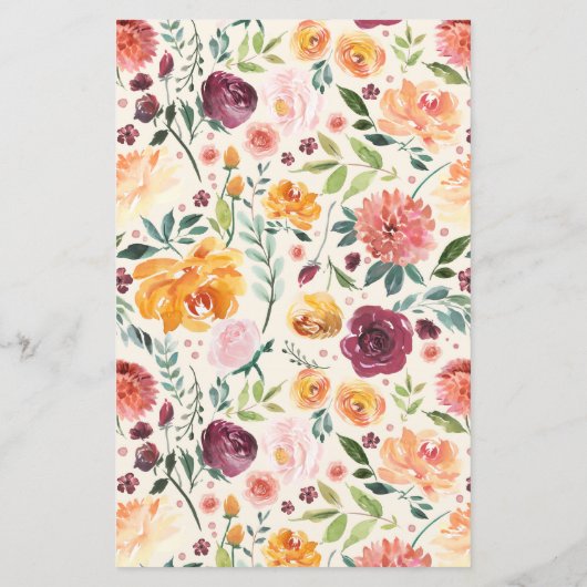 Waterverf Autumn Blooms Bar Mitzvah uitnodiging (Achterkant)