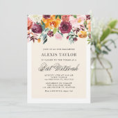 Waterverf Autumn Blooms Bart Mitzvah Kaart (Staand voorkant)