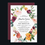 Waterverf Autumn Blooms Diamond Lijst Bat Mitzvah Kaart<br><div class="desc">Nodig familie en vrienden uit met deze herfst plechtige uitnodiging. Deze whimsical bat mitzvah-uitnodiging bevat bloemen in de bloei van de bloemen in het oranje en paarse herfst, grijze en polka-stippen. Deze bloemige uitnodiging is perfect voor herfst- of najaarsevenementen. De teksten zijn volledig bewerkbaar voor elke gebeurtenis. Personaliseer door een...</div>