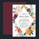 Waterverf Autumn Blooms Diamond Lijst Bat Mitzvah Kaart<br><div class="desc">Nodig familie en vrienden uit met deze herfst plechtige uitnodiging. Deze whimsical bat mitzvah-uitnodiging bevat bloemen in de bloei van de bloemen in het oranje en paarse herfst, grijze en polka-stippen. Deze bloemige uitnodiging is perfect voor herfst- of najaarsevenementen. De teksten zijn volledig bewerkbaar voor elke gebeurtenis. Personaliseer door een...</div>