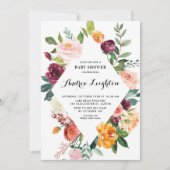 Waterverf Autumn Blooms Floral Baby shower Kaart (Voorkant)