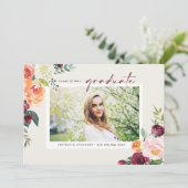 Waterverf Autumn Blooms Foto Afstuderen Aankondiging (Staand voorkant)