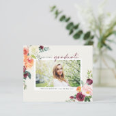 Waterverf Autumn Blooms Foto Afstuderen Uitnodigen (Staand voorkant)