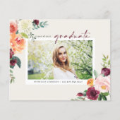 Waterverf Autumn Blooms Foto Afstuderen Uitnodigen (Voorkant)