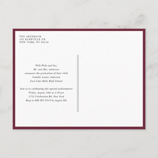 Waterverf Autumn Blooms Foto Afstuderen Uitnodiging Briefkaart (Achterkant)