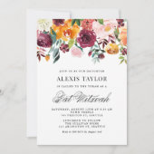 Waterverf Autumn Blooms Herfst Bat Mitzvah Kaart (Voorkant)