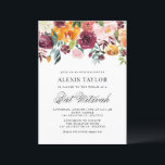 Waterverf Autumn Blooms Herfst Bat Mitzvah Kaart<br><div class="desc">Nodig familie en vrienden uit voor uw evenement met deze aanpasbare florale bat mitzvah uitnodiging. Het bevat waterverf herfst bloemen en een bijpassende achtergrond. Deze herfst floral bat mitzvah-uitnodiging zal perfect zijn voor herfst- of herfstgebeurtenissen. Personaliseer u door uw gegevens toe te voegen. Overeenkomende objecten zijn beschikbaar.</div>
