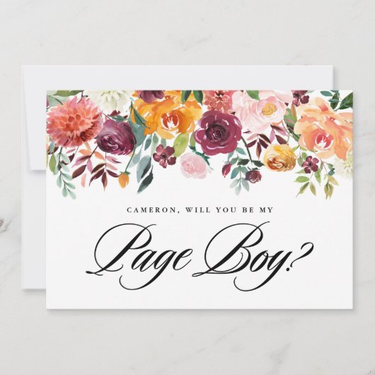 Waterverf Autumn Blooms Wil jij mijn paginaman zij (Voorkant)