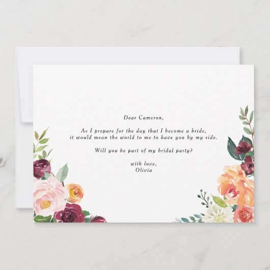 Waterverf Autumn Blooms Wil jij mijn paginaman zij (Achterkant)