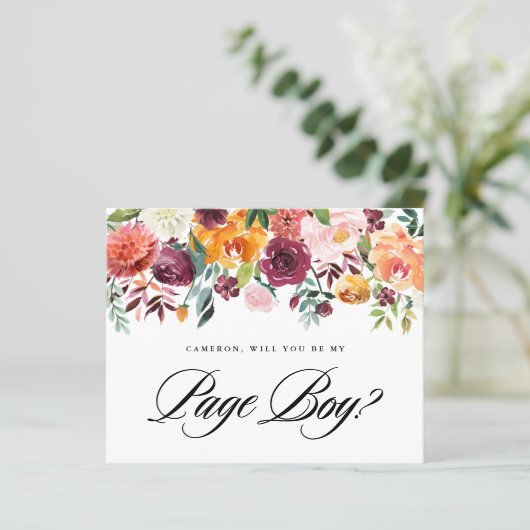 Waterverf Autumn Blooms Wil jij mijn paginaman zij (Staand voorkant)