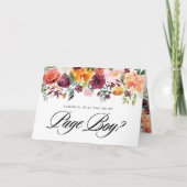 Waterverf Autumn Blooms Wil jij mijn paginaman zij Kaart (Voorkant)