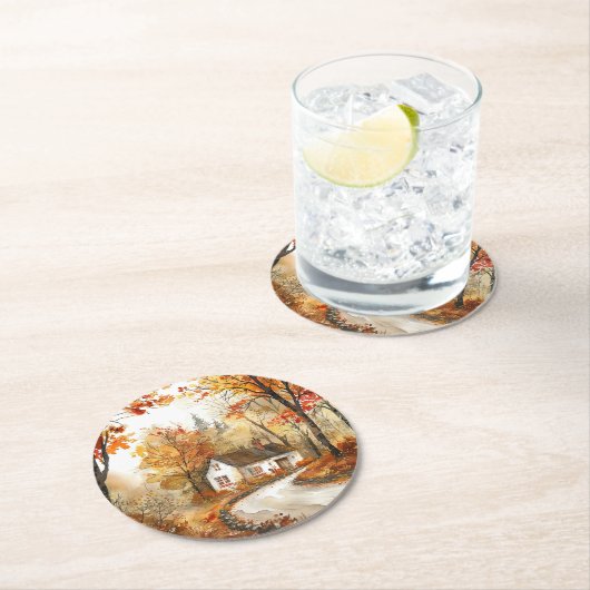 Waterverf Autumn Cottage Onderzetter (Insitu)