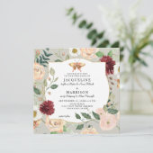 Waterverf Autumn Floral Coral Roos Butterfly Kaart (Staand voorkant)