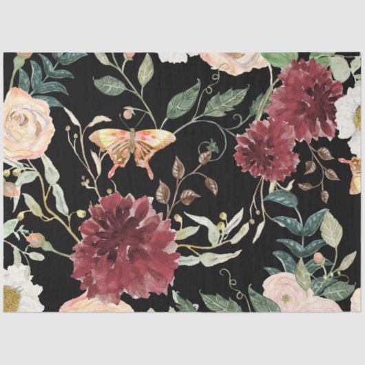 Waterverf Autumn Floral vlinder Herfst Ontkoppelin Tissuepapier (Voorkant)