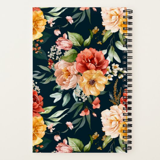 Waterverf Autumn Flowers en Greenery Pattern Notitieboek (Achterkant)