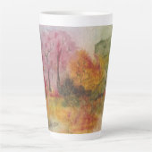 Waterverf Autumn Forest Scene Latte Mok (Voorkant)