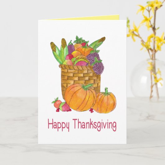 Waterverf Autumn Harvest Thanksgiving Kaart (Gele Bloem)