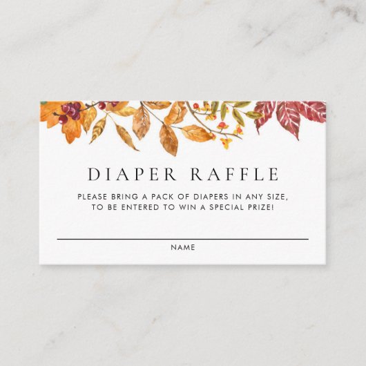 Waterverf Autumn Leaves Garland Luier Raffle Informatiekaartje (Voorkant)