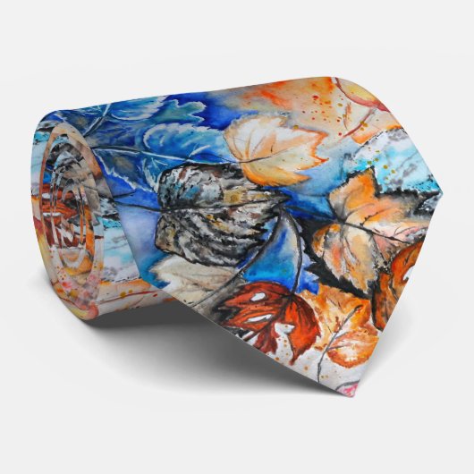 Waterverf - Autumn Leaves - Kunst Stropdas (Opgerold)