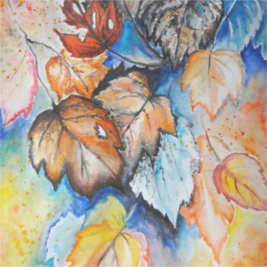 Waterverf - Autumn Leaves Sticker (Voorkant)