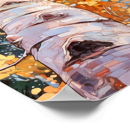 Waterverf Autumn Tree Art Poster (Hoek)