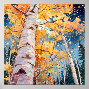 Waterverf Autumn Tree Art Poster