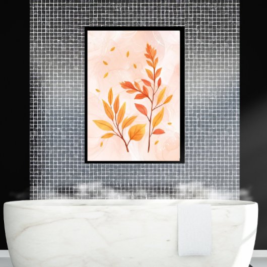 Waterverf Autumn verlaat botanisch Poster Canvas Afdruk