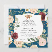 Waterverf AutumnBlue n Roos Floral Butterfly Kaart (Voorkant)