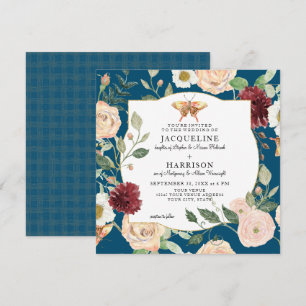 Waterverf AutumnBlue n Roos Floral Butterfly Kaart