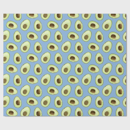 Waterverf Avocado Blue Cadeaupapier (Vlak)