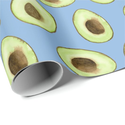 Waterverf Avocado Blue Cadeaupapier (Rol Hoek)