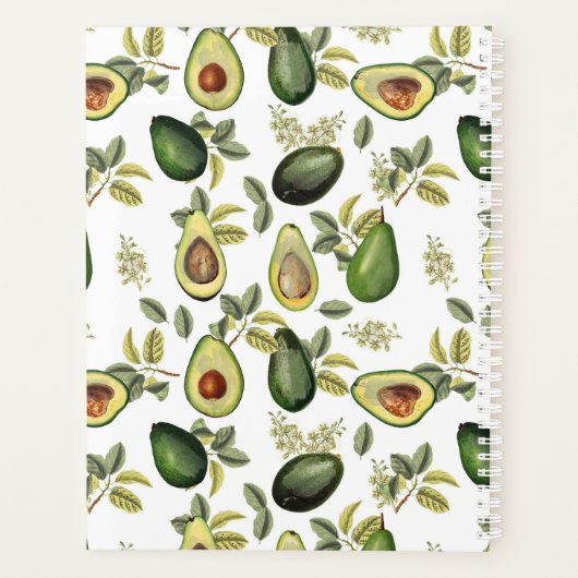 Waterverf Avocado Botanical Jaarlijks Maandelijks Planner (Achterkant)