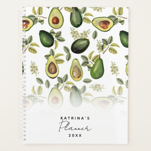 Waterverf Avocado Botanical Jaarlijks Maandelijks Planner (Voorkant)