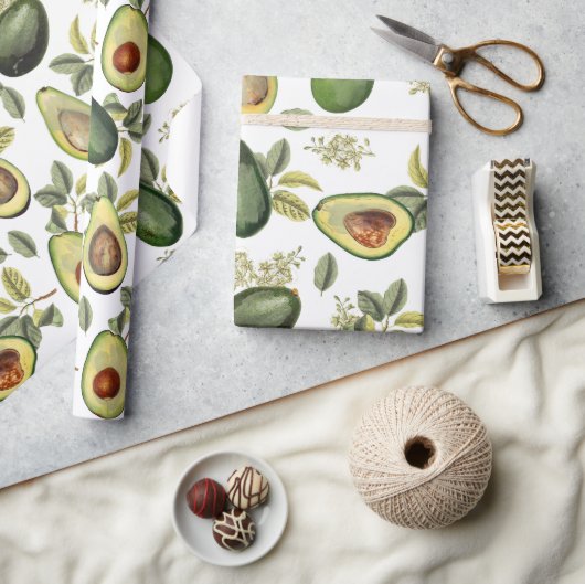 Waterverf Avocado Botanische Patroon Cadeaupapier (Crafts)