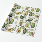 Waterverf Avocado Botanische Patroon Cadeaupapier (Uitgerold)