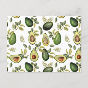 Waterverf Avocado Botanische Patroon Feestdagenkaart