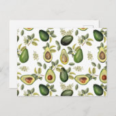 Waterverf Avocado Botanische Patroon Feestdagenkaart (Voorkant / Achterkant)