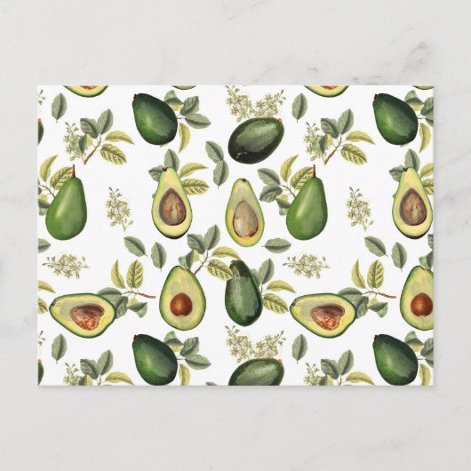 Waterverf Avocado Botanische Patroon Feestdagenkaart (Voorkant)