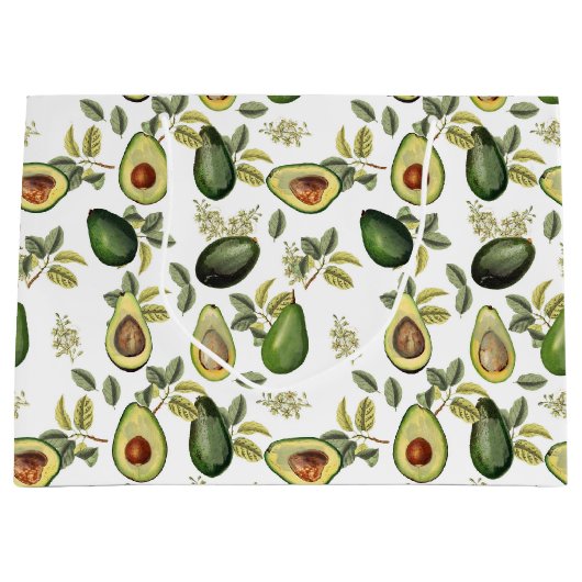 Waterverf Avocado Botanische Patroon Groot Cadeauzakje (Voorkant)