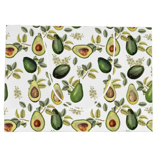 Waterverf Avocado Botanische Patroon Groot Cadeauzakje (Achterkant)
