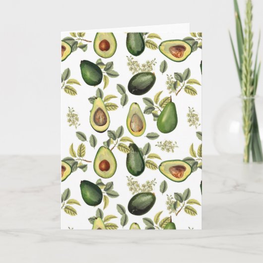 Waterverf Avocado Botanische Patroon Kaart (Voorkant)